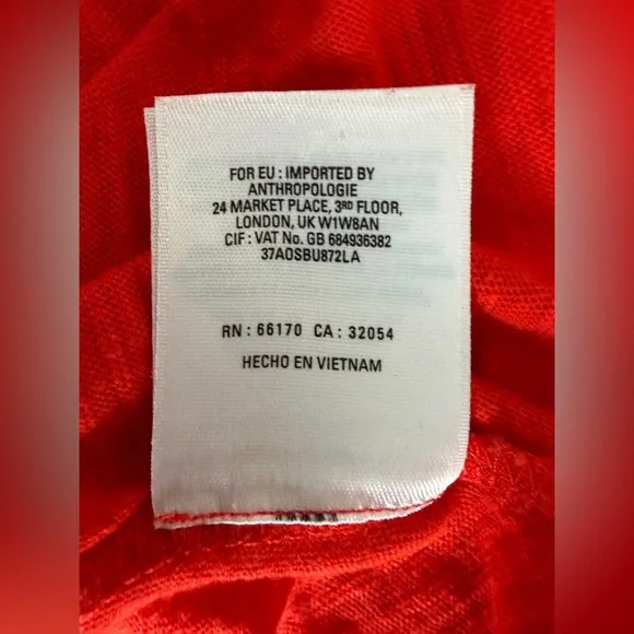 Anthropologie Postmark Ruffle Front Henley Top Red Orange Blue Women’s Medium - Picture 9 of 9